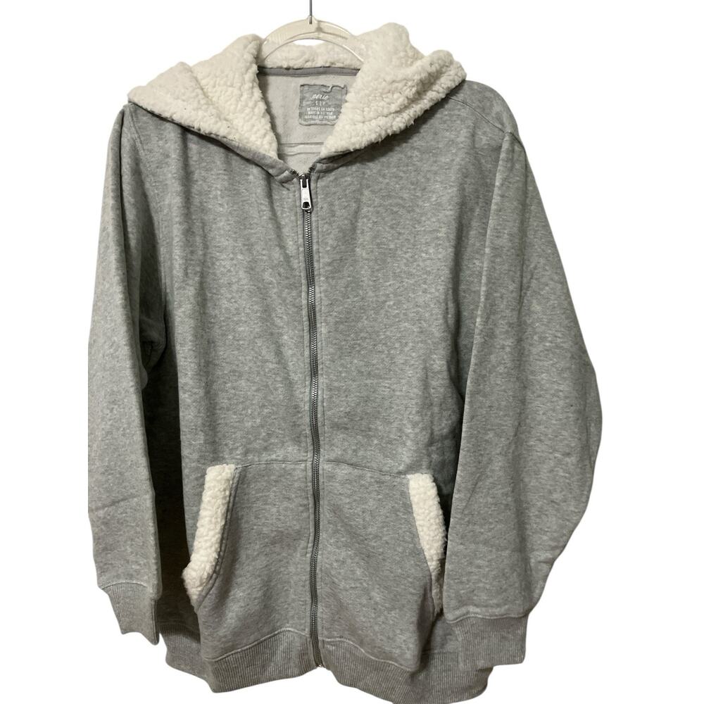 Aerie Women's Sweatshirt Jacket Size Small Full Zip White Sherpa Lining Pockets